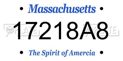 17218A8 Massachusetts License Plate