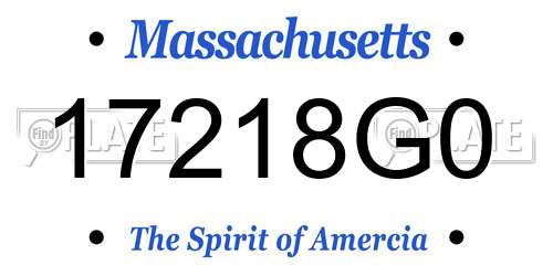 17218G0 Massachusetts License Plate