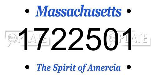 1722501 Massachusetts License Plate