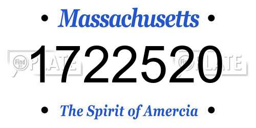 1722520 Massachusetts License Plate