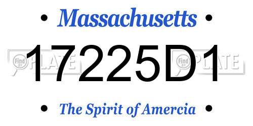 17225D1 Massachusetts License Plate