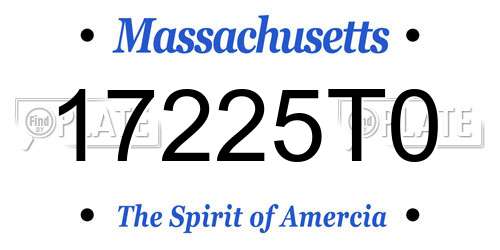 17225T0 Massachusetts License Plate