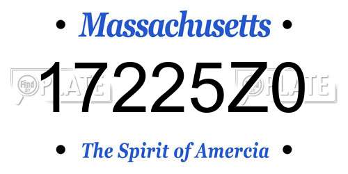 17225Z0 Massachusetts License Plate