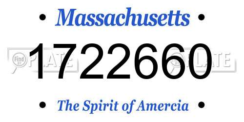 1722660 Massachusetts License Plate