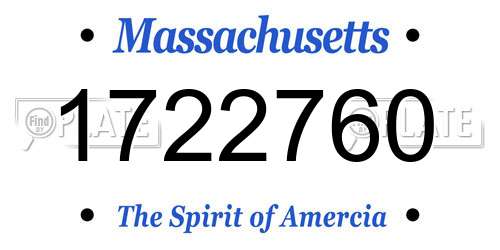 1722760 Massachusetts License Plate