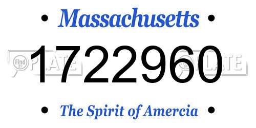 1722960 Massachusetts License Plate