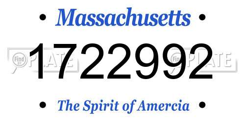 1722992 Massachusetts License Plate