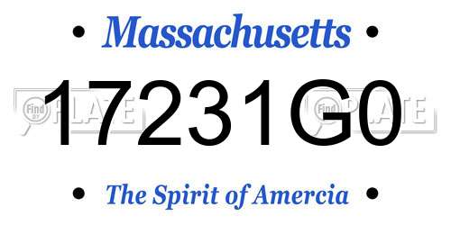 17231G0 Massachusetts License Plate