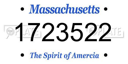 1723522 Massachusetts License Plate