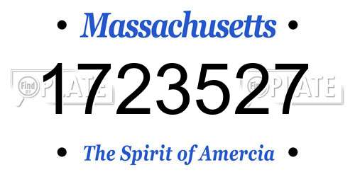 1723527 Massachusetts License Plate