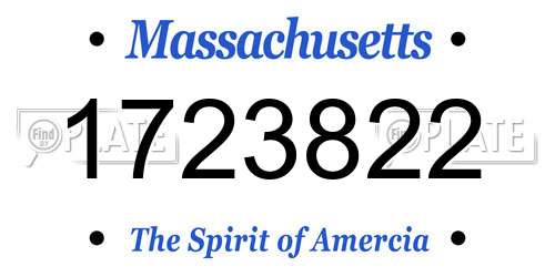 1723822 Massachusetts License Plate