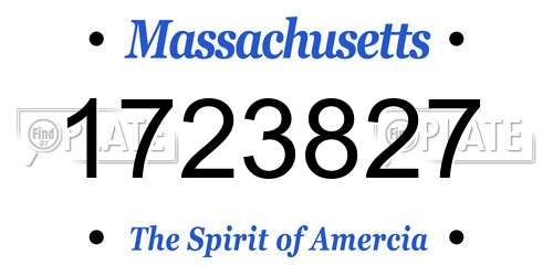 1723827 Massachusetts License Plate