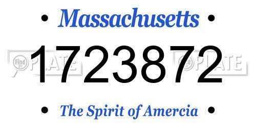 1723872 Massachusetts License Plate
