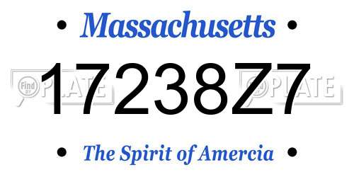 17238Z7 Massachusetts License Plate