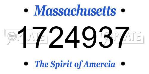 1724937 Massachusetts License Plate