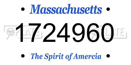 1724960 Massachusetts License Plate