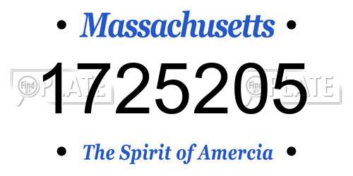 1725205 Massachusetts License Plate