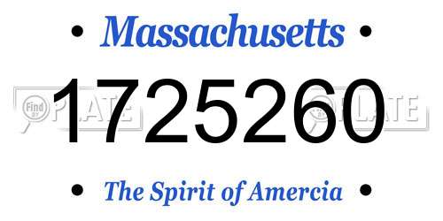 1725260 Massachusetts License Plate