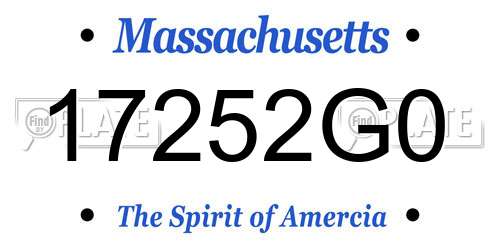 17252G0 Massachusetts License Plate