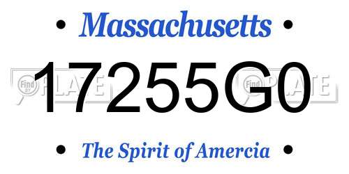 17255G0 Massachusetts License Plate