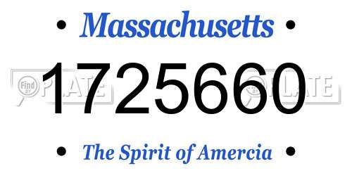 1725660 Massachusetts License Plate