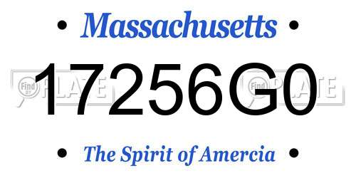 17256G0 Massachusetts License Plate
