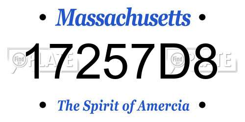 17257D8 Massachusetts License Plate