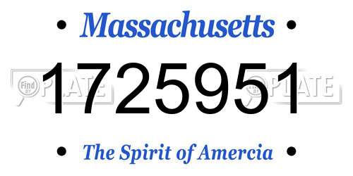 1725951 Massachusetts License Plate