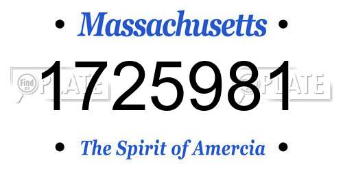 1725981 Massachusetts License Plate