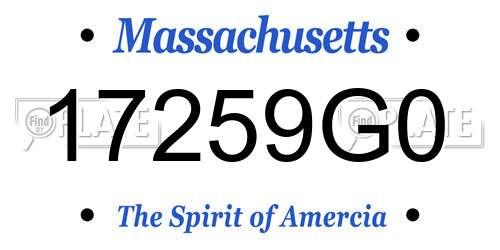 17259G0 Massachusetts License Plate