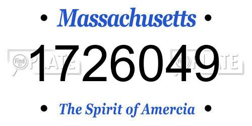1726049 Massachusetts License Plate