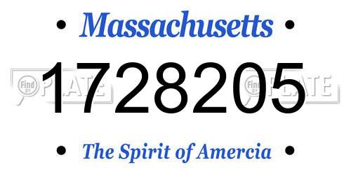 1728205 Massachusetts License Plate