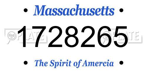 1728265 Massachusetts License Plate