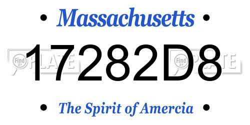 17282D8 Massachusetts License Plate