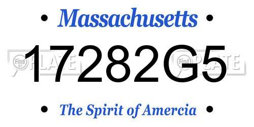 17282G5 Massachusetts License Plate
