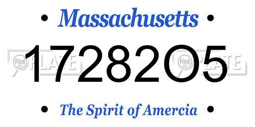 17282O5 Massachusetts License Plate