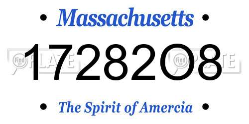 17282O8 Massachusetts License Plate