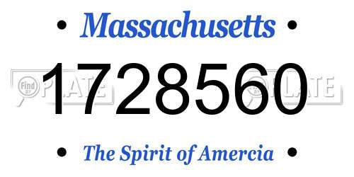 1728560 Massachusetts License Plate