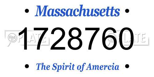1728760 Massachusetts License Plate