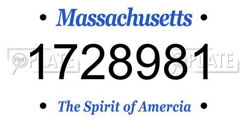 1728981 Massachusetts License Plate