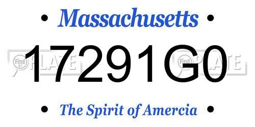 17291G0 Massachusetts License Plate