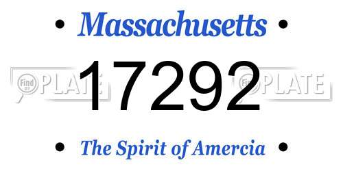 17292 Massachusetts License Plate