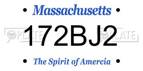 172BJ2 Massachusetts License Plate