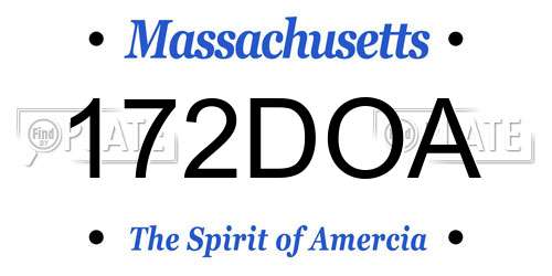172DOA Massachusetts License Plate
