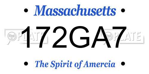 172GA7 Massachusetts License Plate