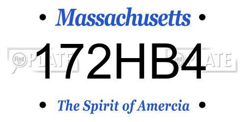 172HB4 Massachusetts License Plate