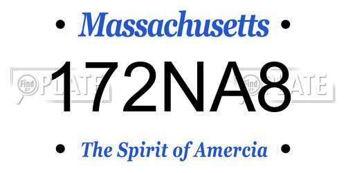 172NA8 Massachusetts License Plate