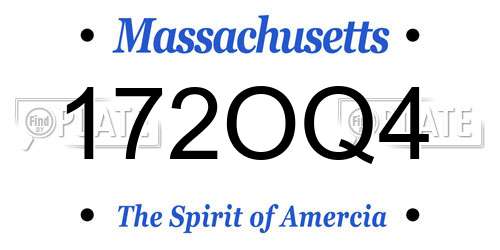 172OQ4 Massachusetts License Plate