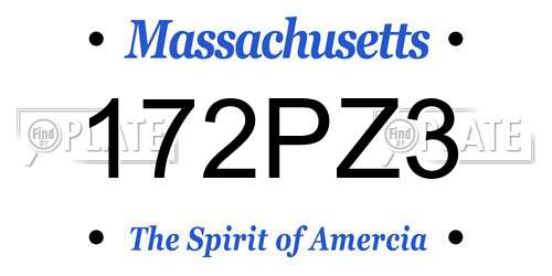 172PZ3 Massachusetts License Plate
