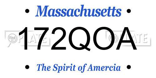 172QOA Massachusetts License Plate